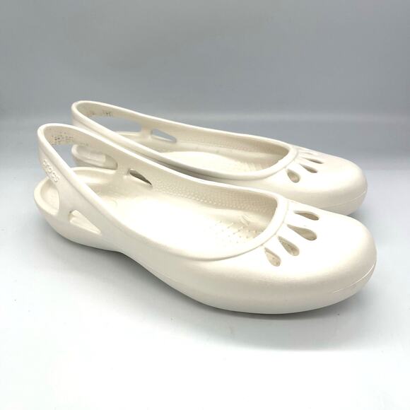 Crocs Kadee White Sling Back Women's Casual Flat Sandals Size 11 - Picture 1 of 9